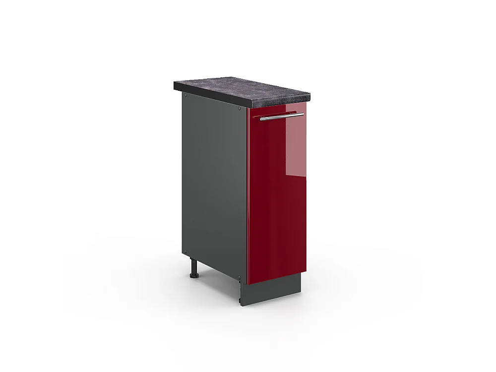 Meuble de cuisine rouge bordeaux haute brillance 30x60x82 fame-line