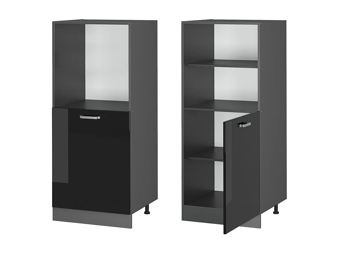 Meuble pour four noir haute brillance 60x57x143 r-line