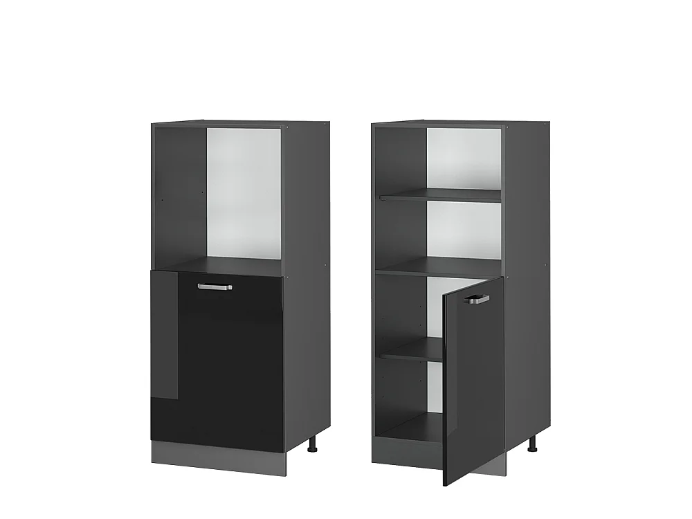 Meuble pour four noir haute brillance 60x57x143 r-line