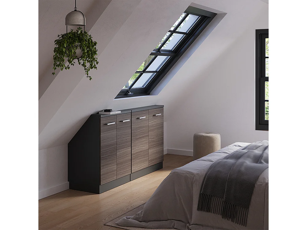 Meuble sous pente gris noble 140x46x81.6 r-line