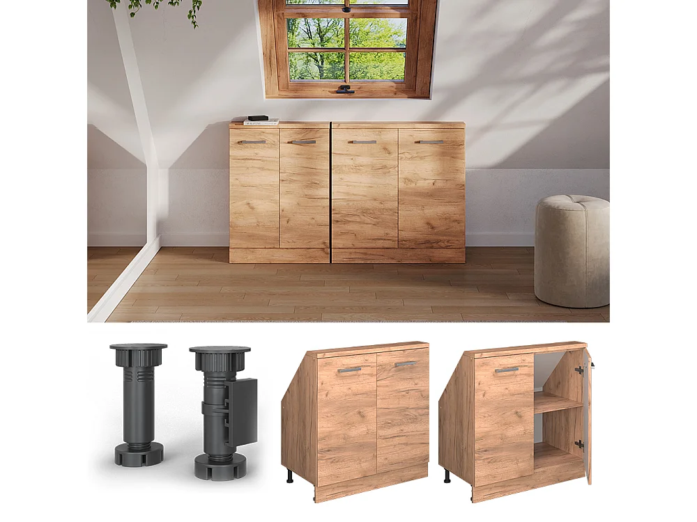 Köksskåp för sluttande tak goldkraft ek 80x46x81.6 r-line