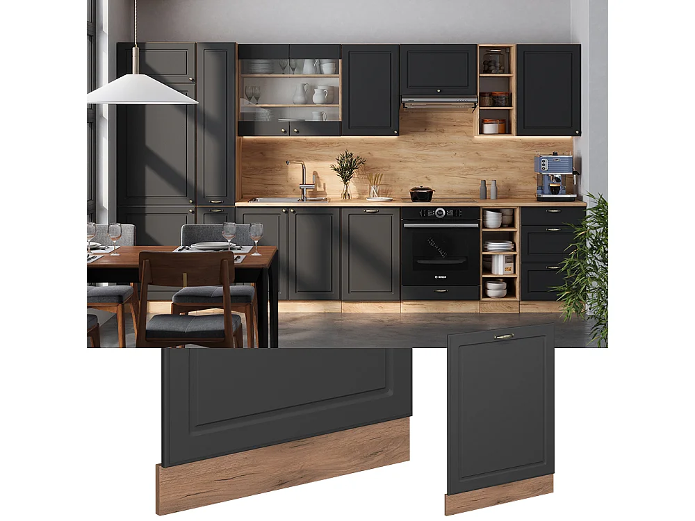 Façade de lave-vaisselle anthracite-or 60x1.6x81.8 fame-line