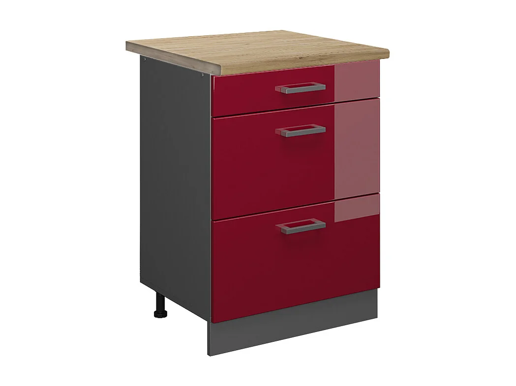 Meuble cuisine rouge brillant 60x60x81.6 r-line