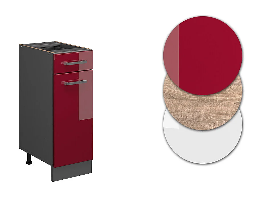 Meuble cuisine rouge brillant 30x46x81.6 r-line