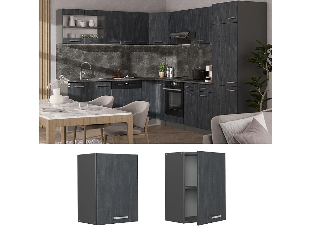Wall cabinet black concrete 45x31x60 r-line