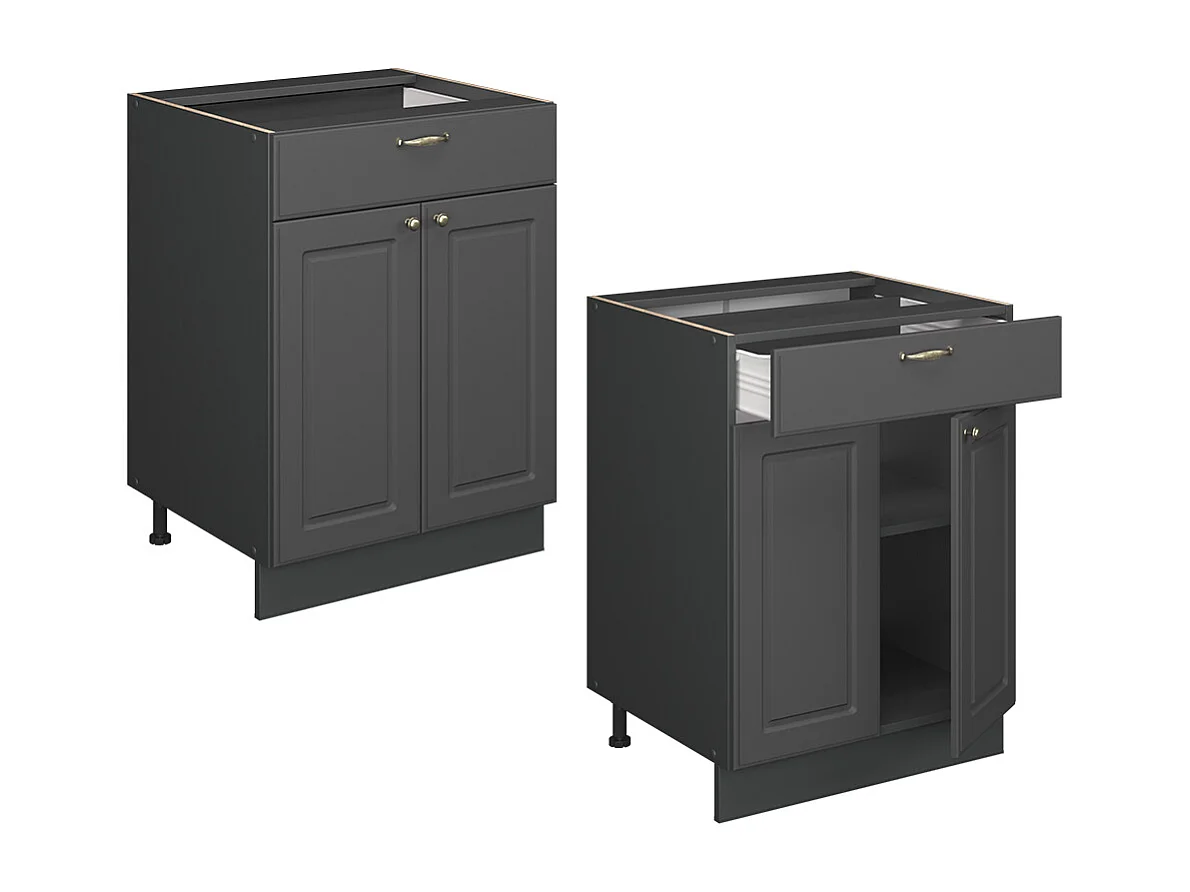 Meuble cuisine anthrazit-gold landhaus 60x60x82 fame-line