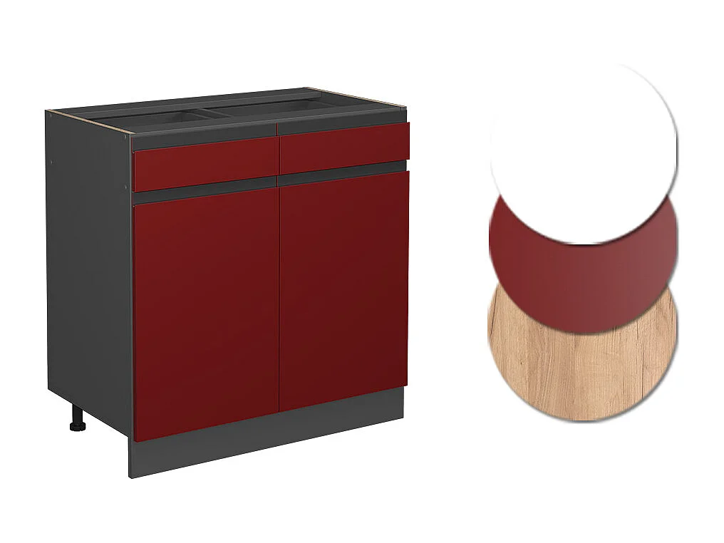 Mueble bajo de cocina rojo 80x60x81.6 r-line