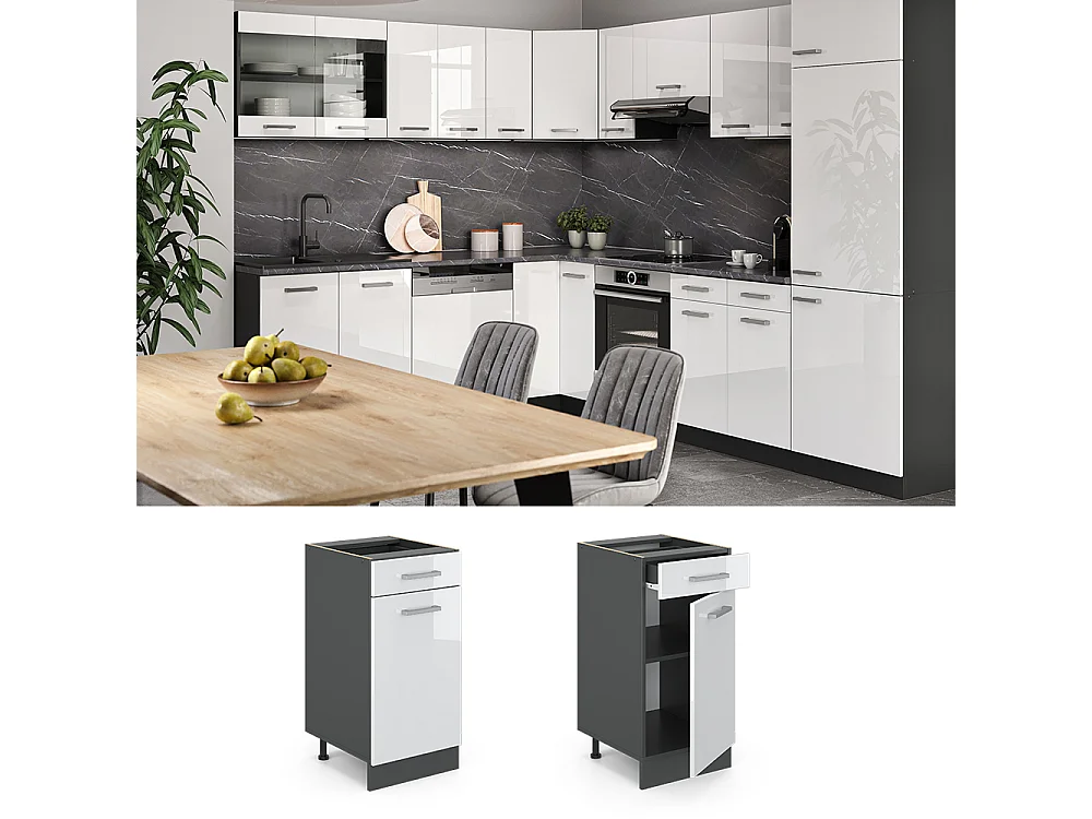 Mueble bajo de cocina blanco alto brillo 40x46x81.6 r-line