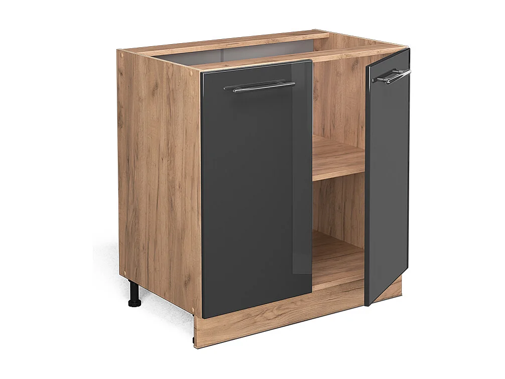 Meuble bas de cuisine anthracite haute brillance 80x51.6x82 fame-line