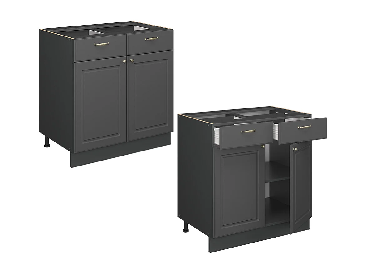 Meuble cuisine anthrazit-gold landhaus 80x51.6x82 fame-line