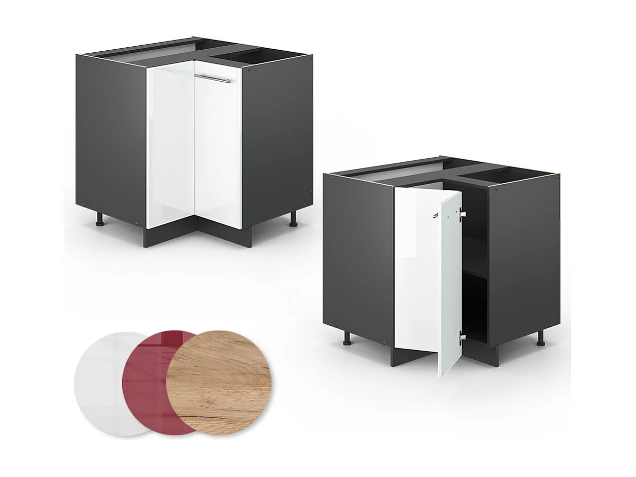 Eckunterschrank weiß hochglanz 80.5x51.6x82 fame-line