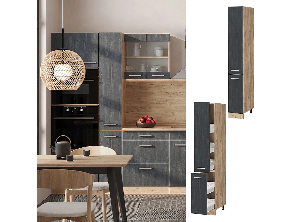 Meuble haute de cuisine béton noir 30x57.2x206.8 r-line