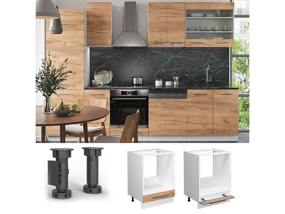 Meuble pour four chêne de force doré 60x60x82 fame-line