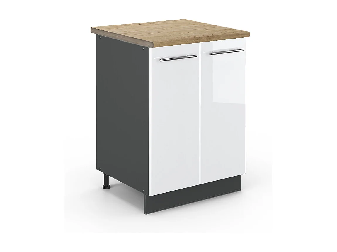 Meuble bas de cuisine blanc haute brillance 60x60x82 fame-line
