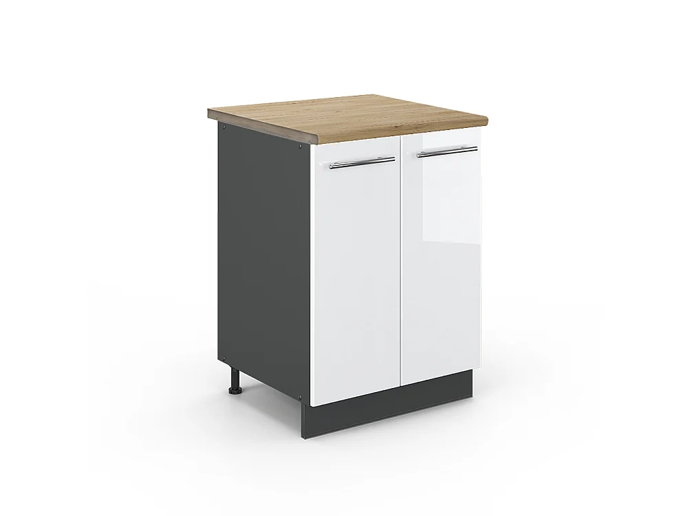 Meuble bas de cuisine blanc haute brillance 60x60x82 fame-line