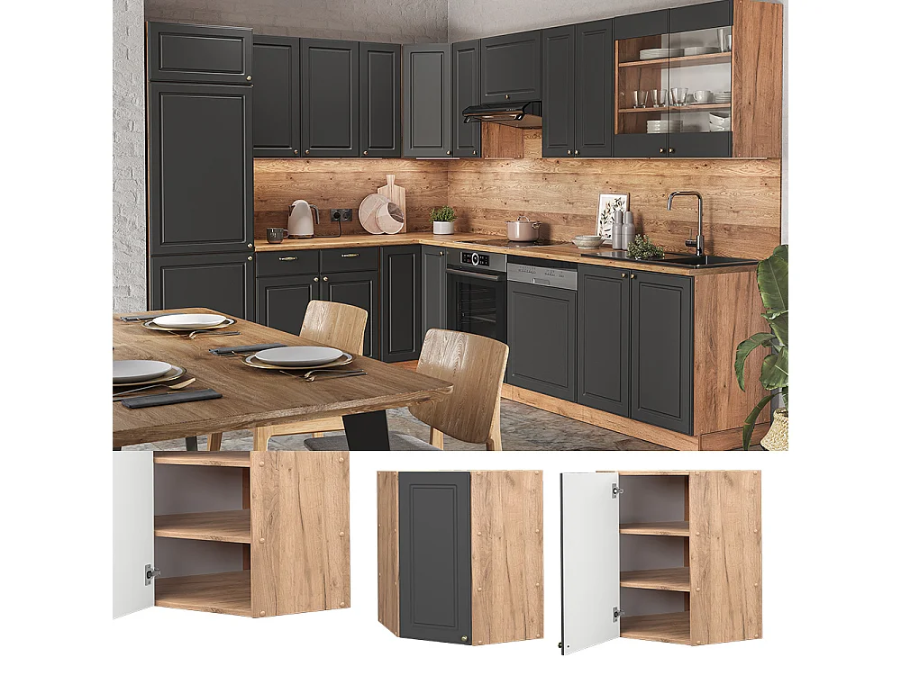 Mobile angolare da cucina antracite-oro 57x34.1x72 fame-line