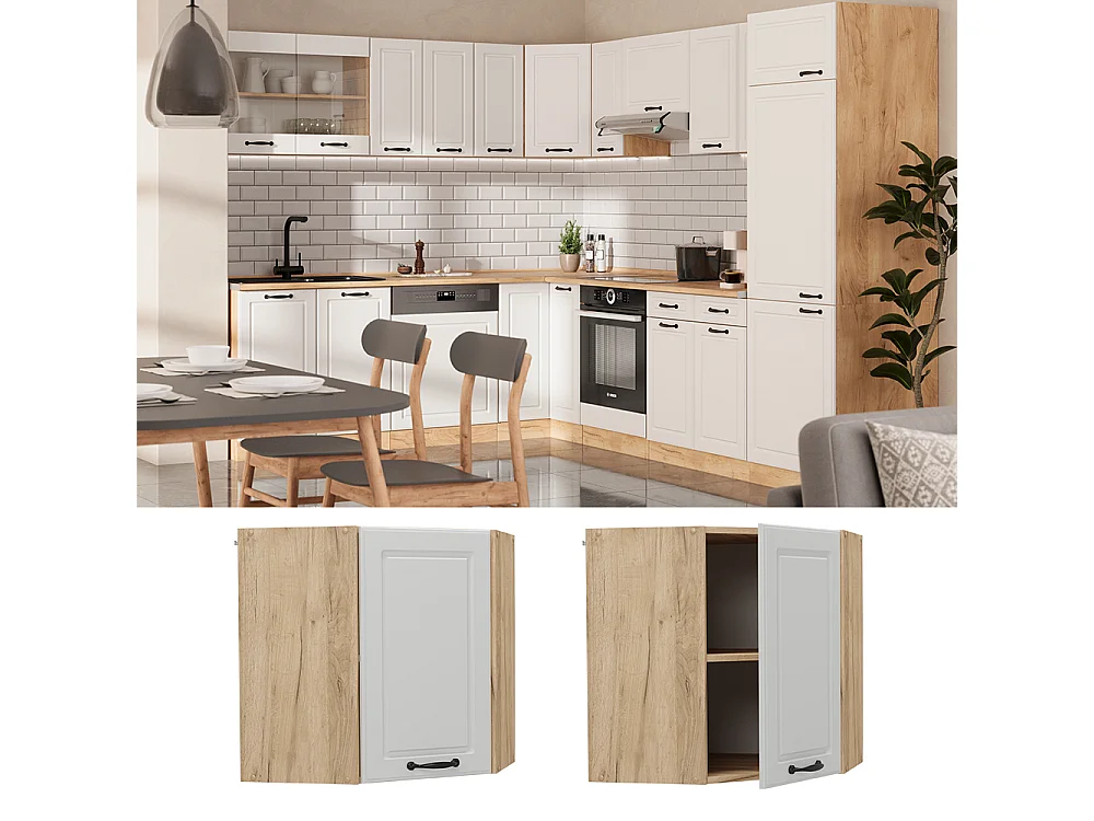 Armario colgante de esquina blanco casa de campo 57x34.1x60 r-line