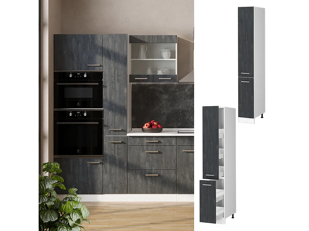 Meuble haute de cuisine béton noir 30x57.2x206.8 r-line