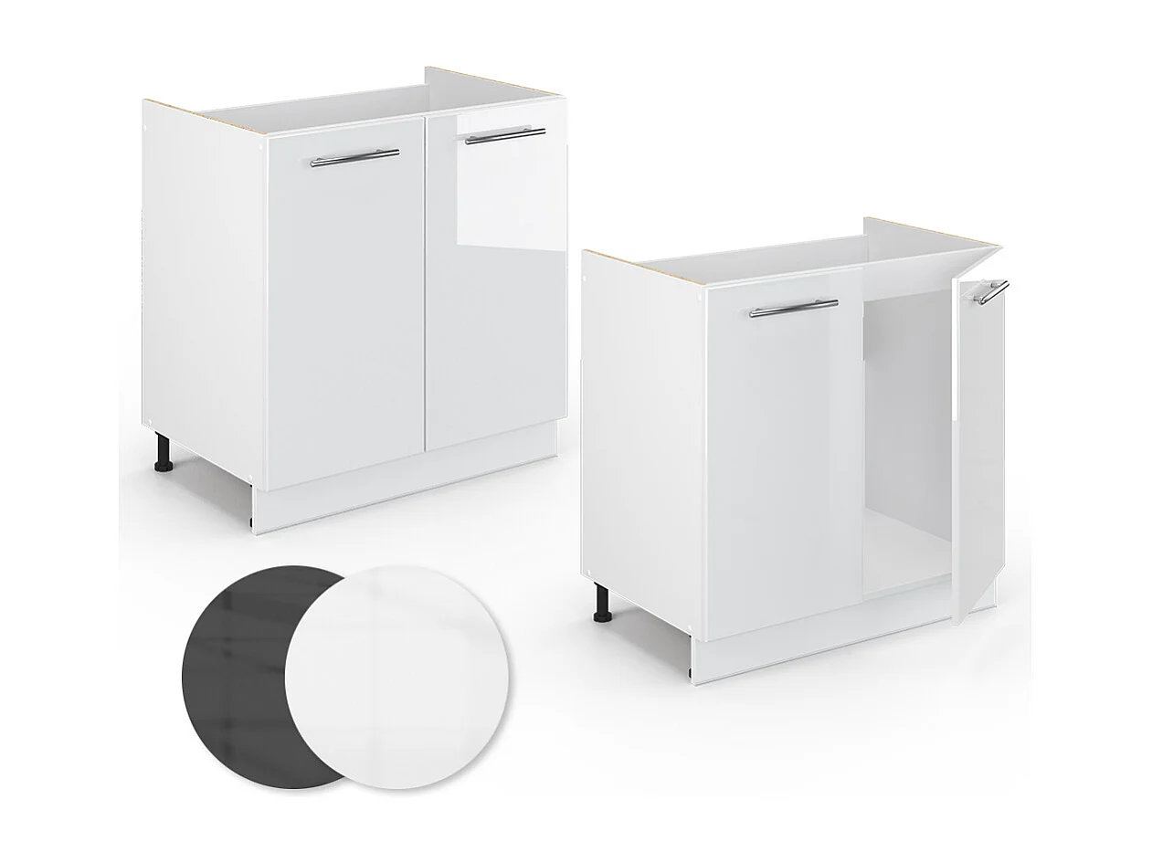 Meuble bas sous-évier blanc haute brillance 80x51.6x82 fame-line