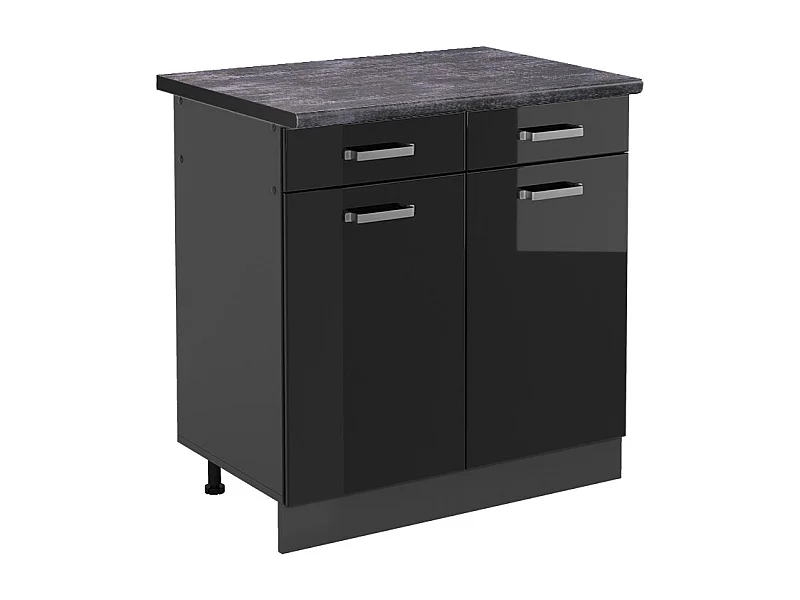 Mueble bajo de cocina negro brillo intenso 80x60x81.6 r-line