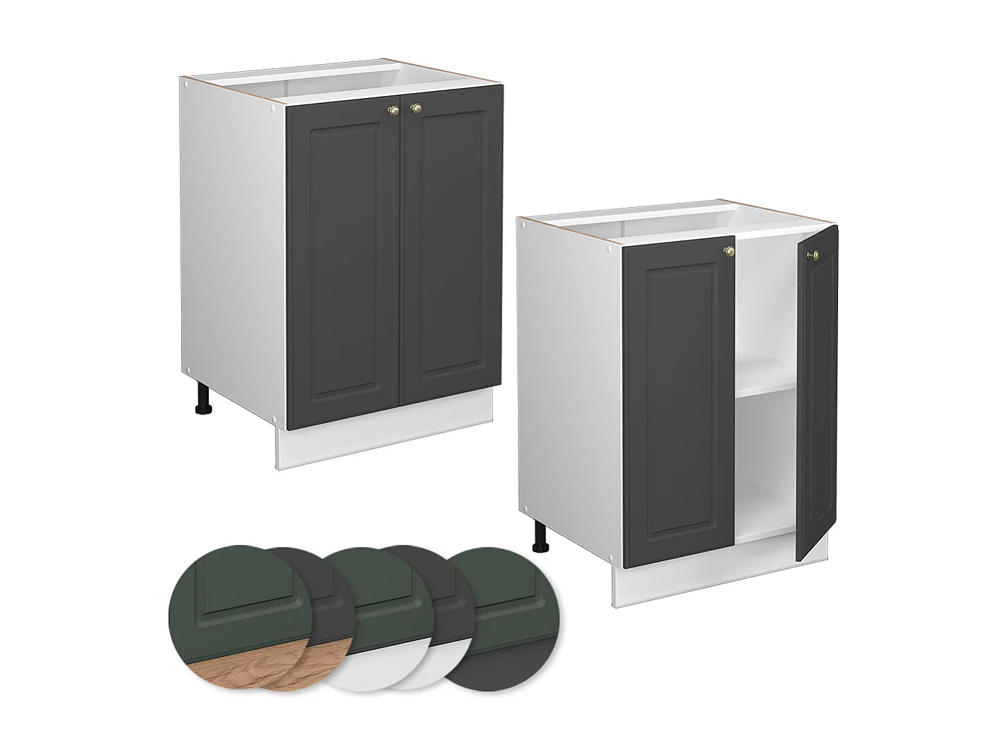 Meuble bas de cuisine anthracite-or 60x60x82 fame-line