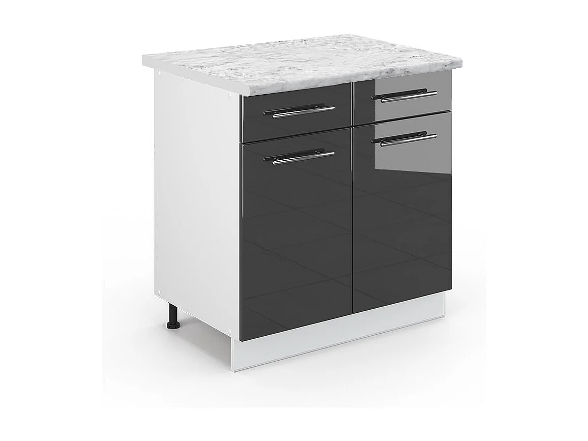 Meuble cuisine anthracite haute brillance 80x60x82 fame-line