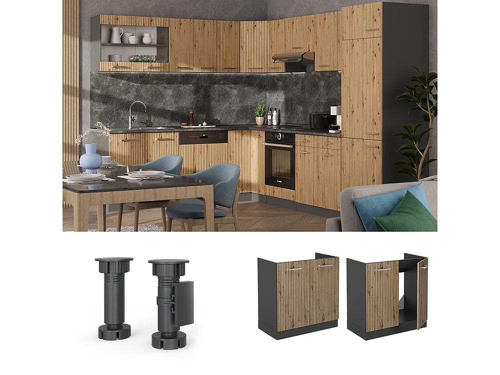 Meuble bas sous-évier chêne artisan 80x46x81.6 r-line