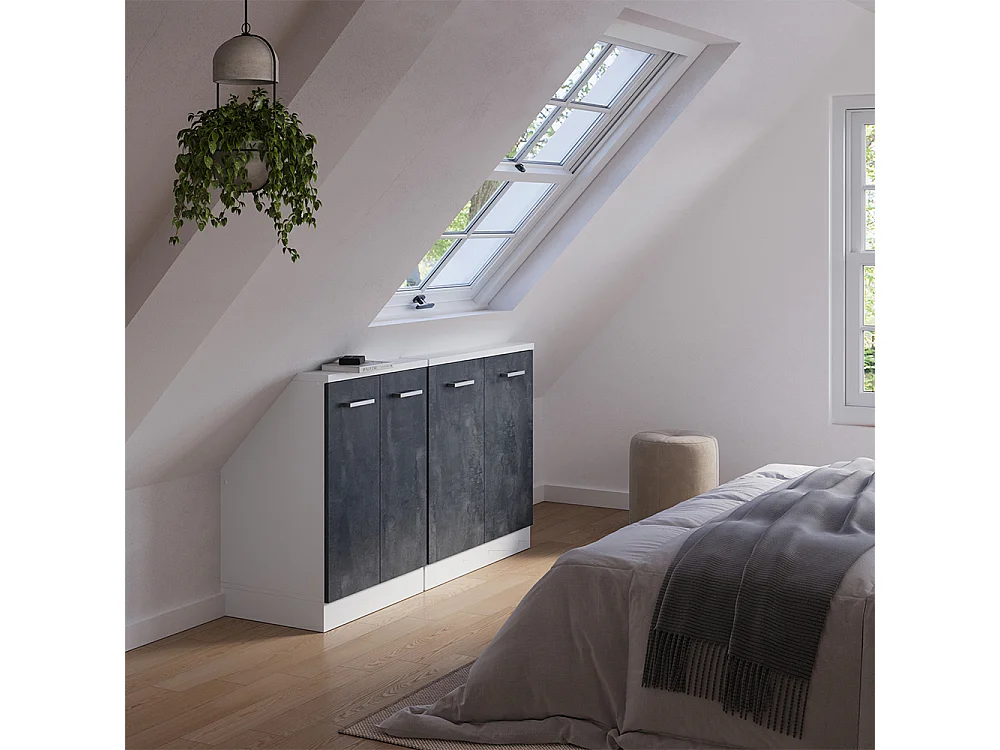 Meuble sous pente béton noir 140x46x81.6 r-line