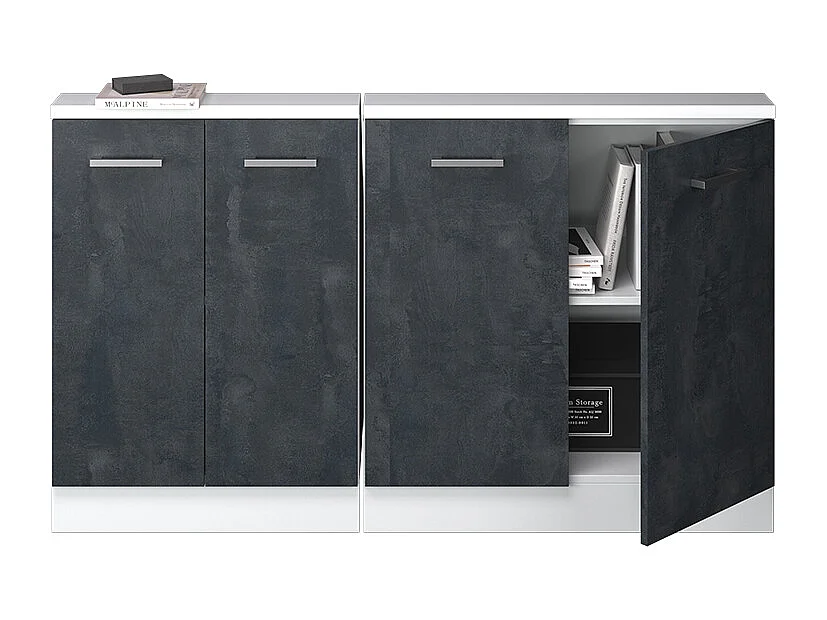Meuble sous pente béton noir 140x46x81.6 r-line