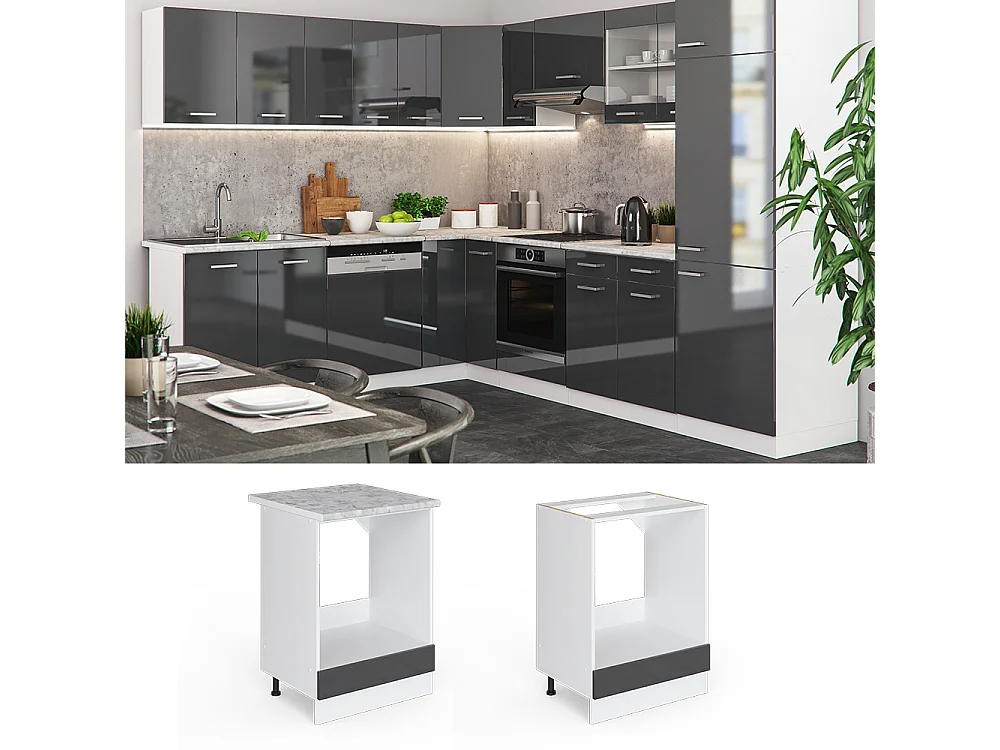 Armario para horno empotrado antracita alto brillo 60x60x81.6 r-line