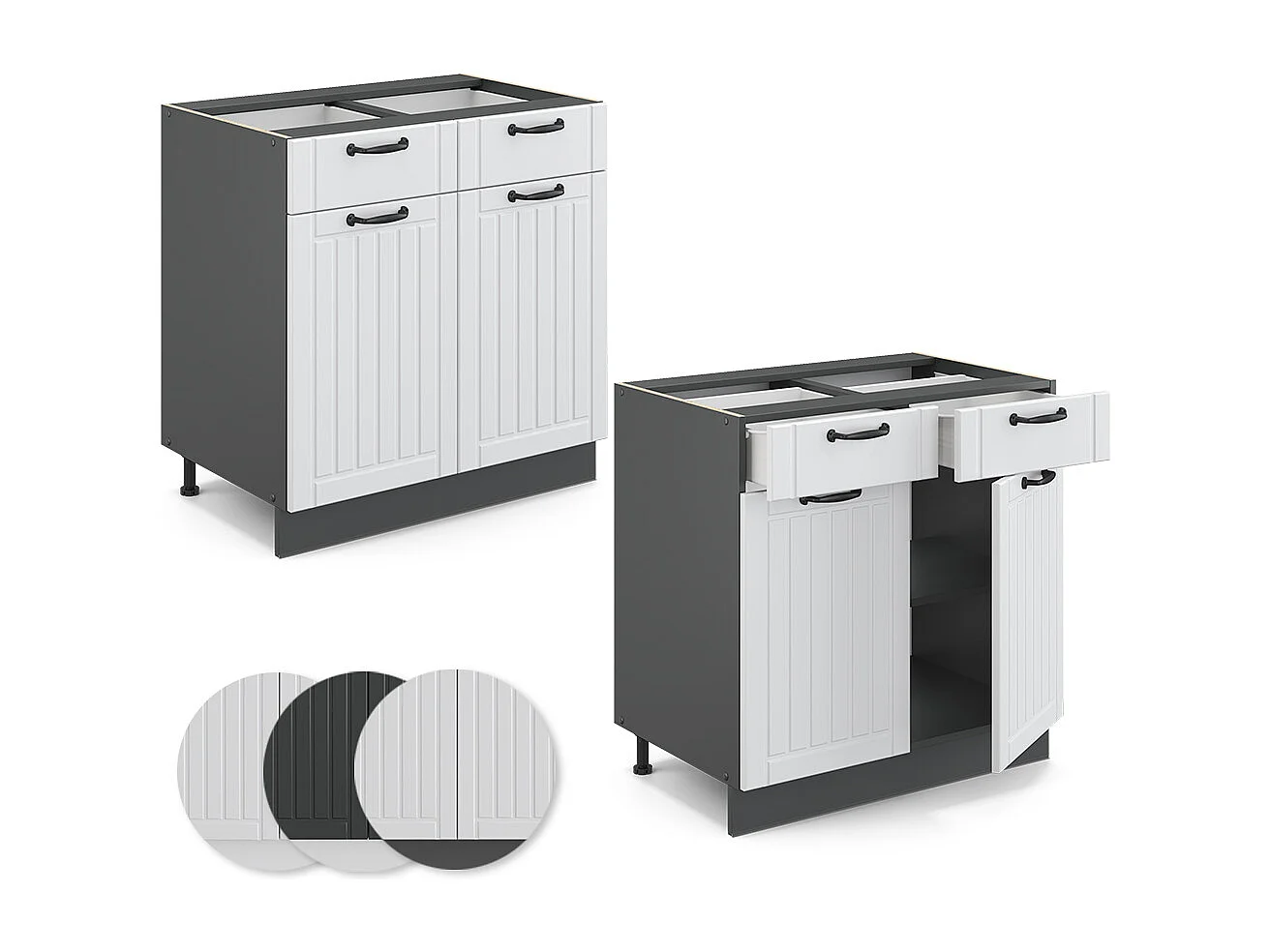 Meuble cuisine blanc campagne 80x60x82 fame-line