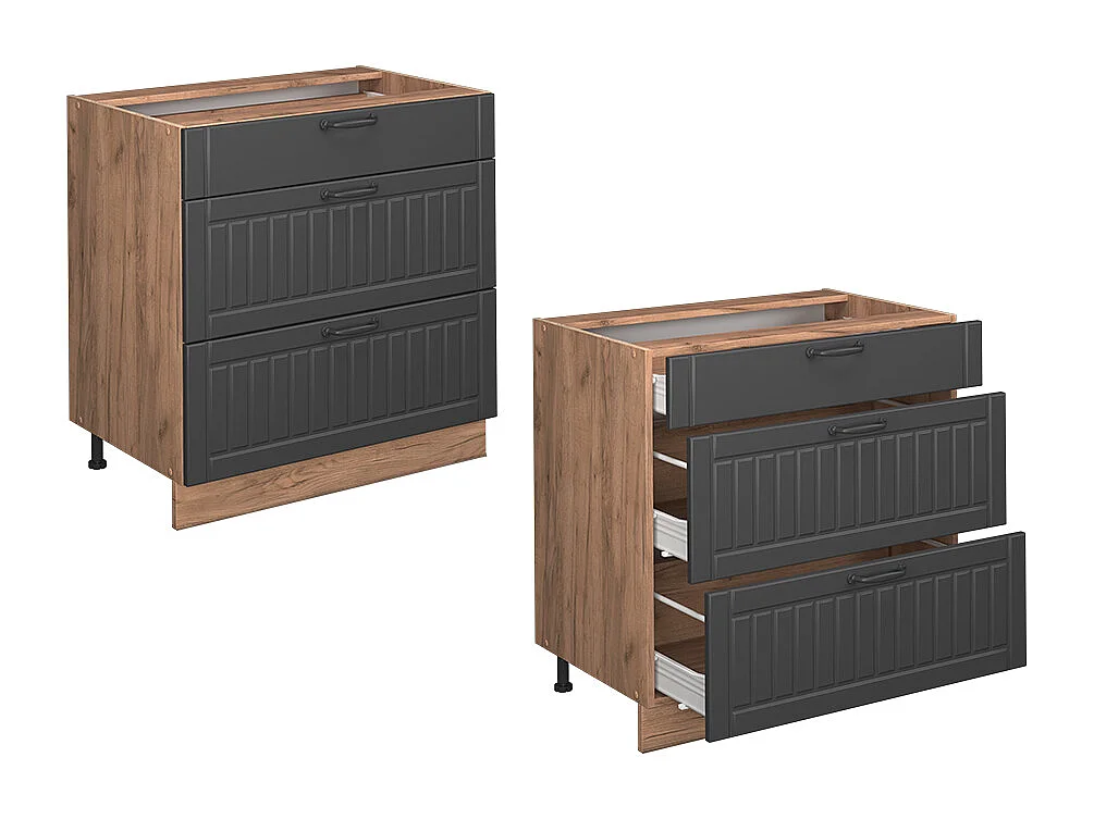 Mueble bajo de cocina gris oscuro 80x60x82 fame-line