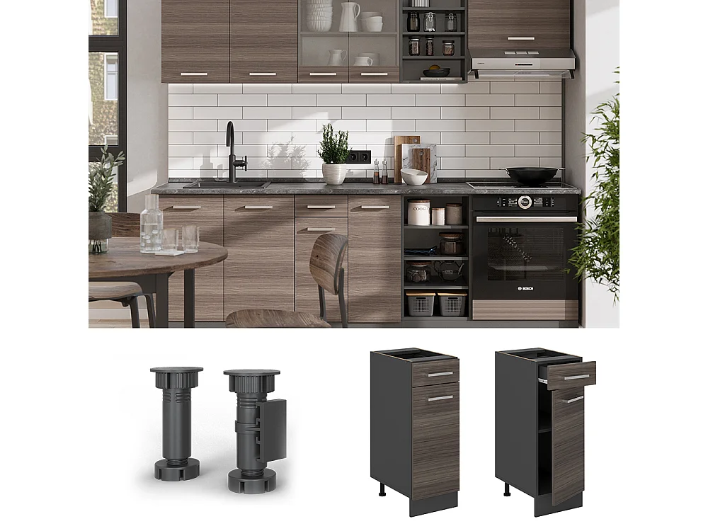 Mobiletto base per cucina grigio nobile 30x60x81.6 r-line