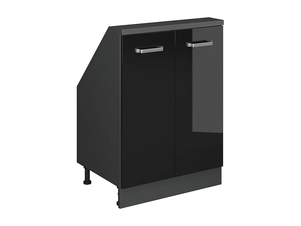 Meuble sous pente noir haute brillance 60x46x81.6 r-line