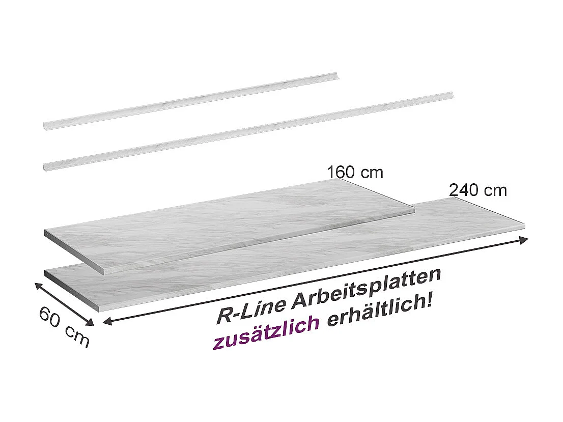 Keukenwerkblad wit/marmer 160x60x2.8 r-line