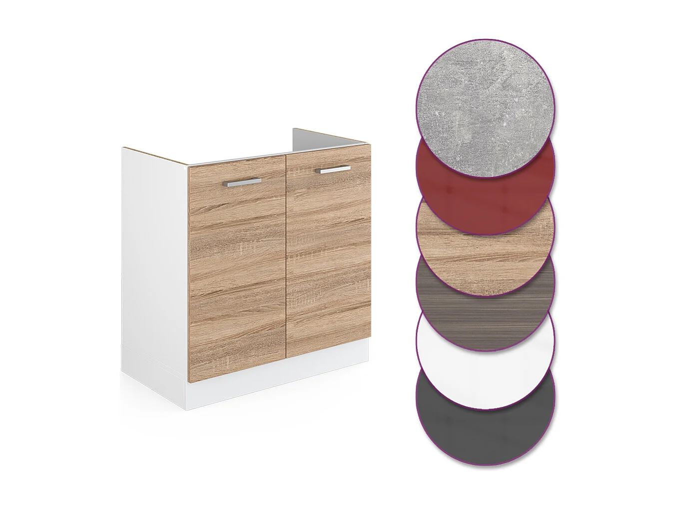 Meuble bas sous-évier sonoma 80x46x81.6 r-line