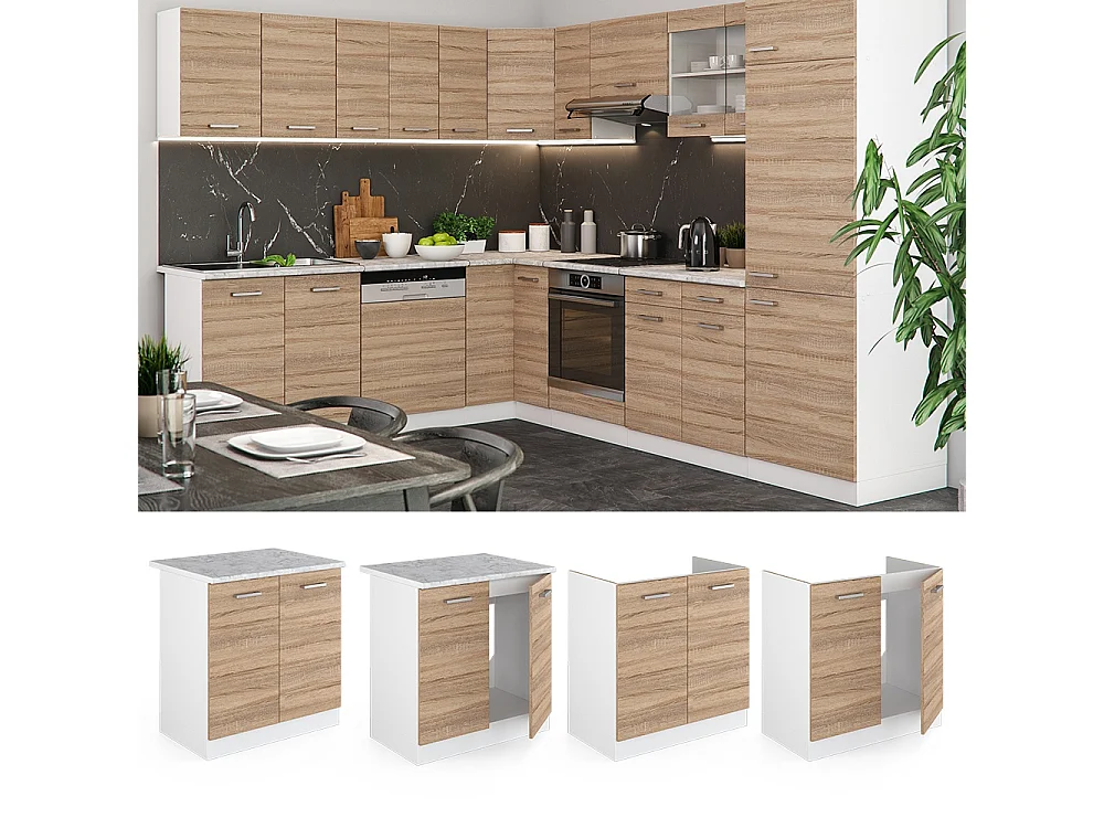 Meuble bas sous-évier sonoma 80x46x81.6 r-line