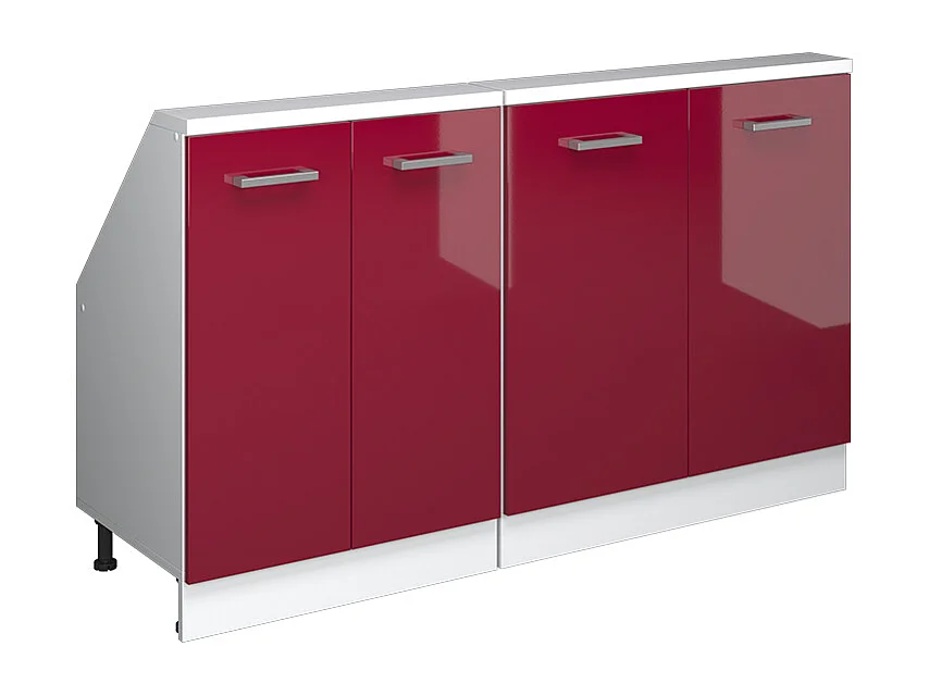 Armario de cocina para techo inclinado rojo brillo intenso/blanco 140x46x81.6 r-line