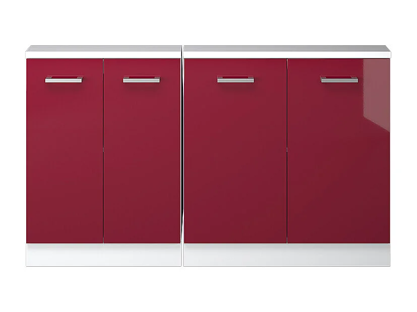 Armario de cocina para techo inclinado rojo brillo intenso/blanco 140x46x81.6 r-line