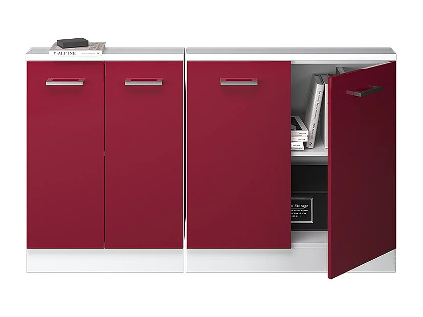 Meuble sous pente rouge brillant/blanc 140x46x81.6 r-line