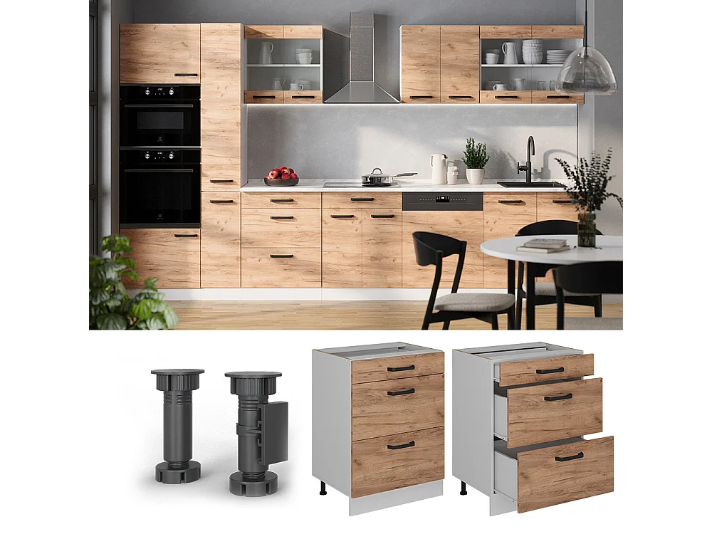 Mueble bajo de cocina roble dorado 60x60x81.6 r-line