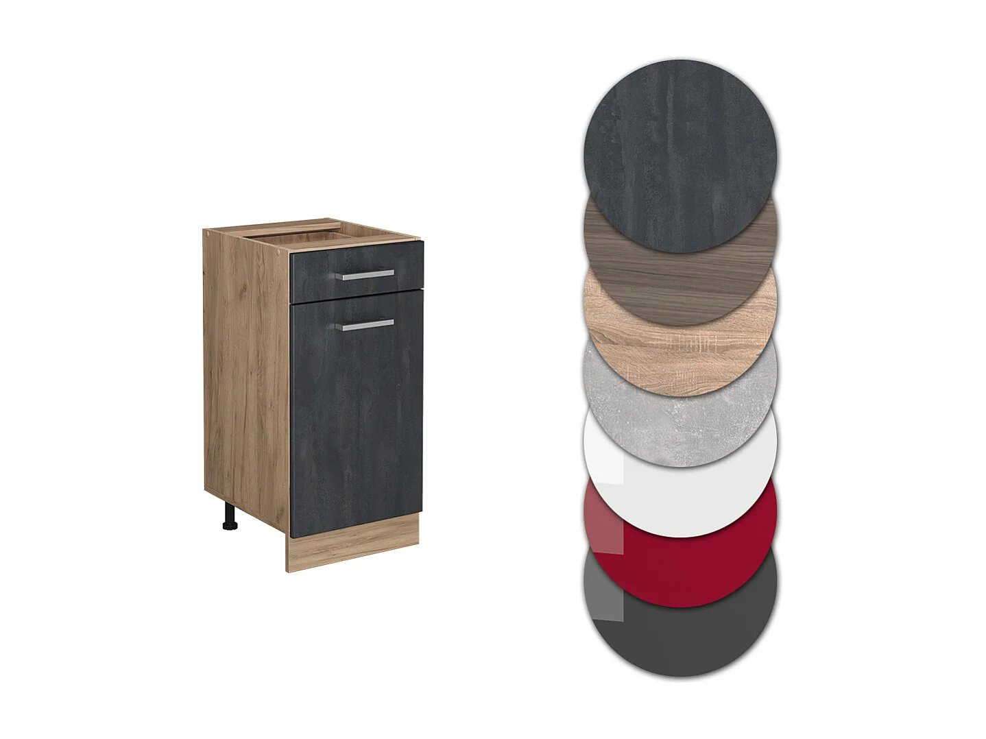 Mobiletto base per cucina calcestruzzo nero 40x60x81.6 r-line