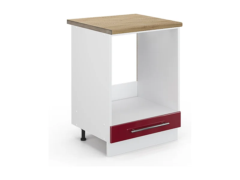 Armario para horno empotrado rojo burdeos alto brillo 60x60x82 fame-line