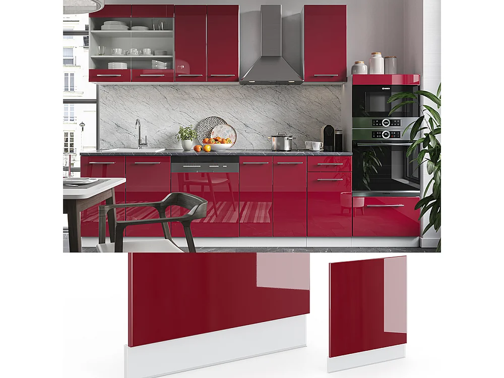 Façade rouge bordeaux haute brillance 60x1.6x67.4 fame-line