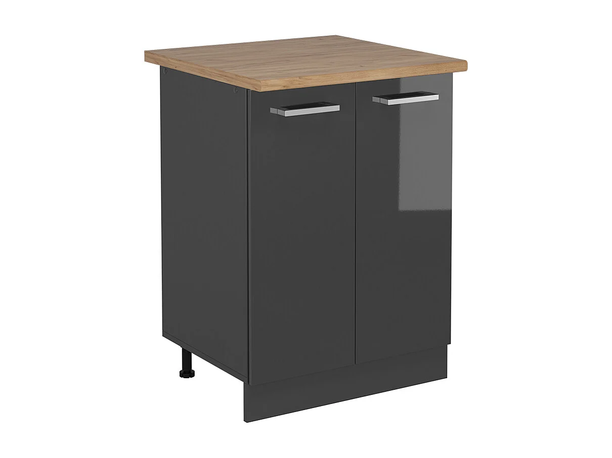 Meuble bas de cuisine anthracite haute brillance 60x60x81.6 r-line