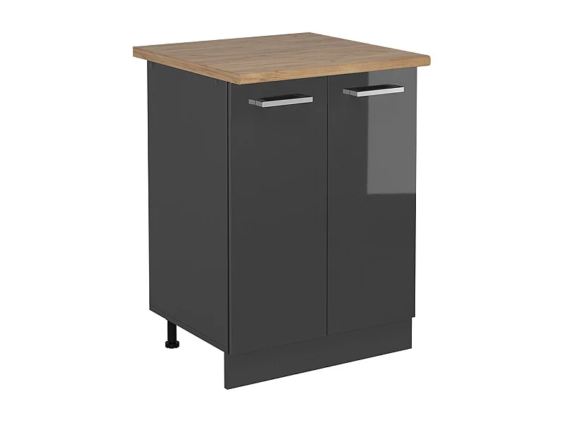 Meuble bas de cuisine anthracite haute brillance 60x60x81.6 r-line