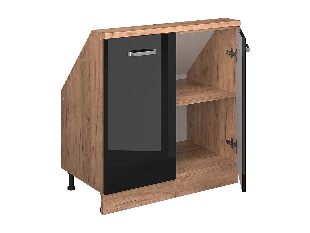 Armario de cocina para techo inclinado negro brillo intenso 80x46x81.6 r-line