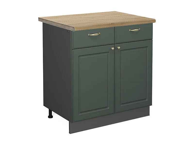 Mueble bajo de cocina verde dorado casa de campo 80x60x82 fame-line