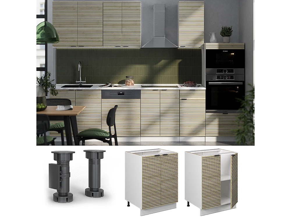 Meuble bas de cuisine panneau en chêne 60x51.6x82 fame-line