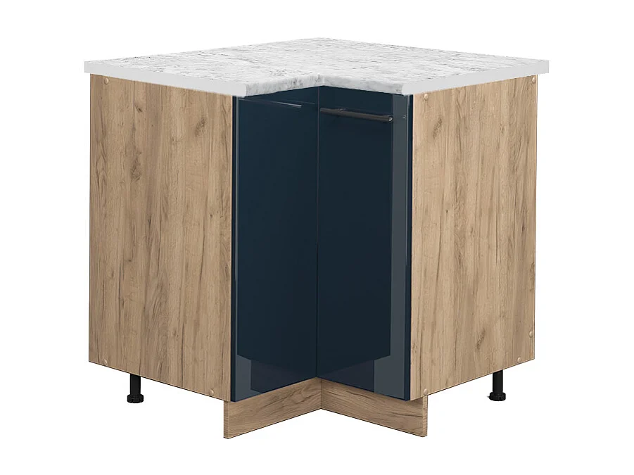 Armario de esquina azul oscuro alto brillo 80.5x60x82 fame-line